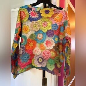 Multicolor Floral Crochet Motif Women's Sweater